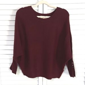 Philosophy‎ Sweater, Sz 1X, Ribbed Plum Knit, Dolman Sleeves, Gunmetal Accents